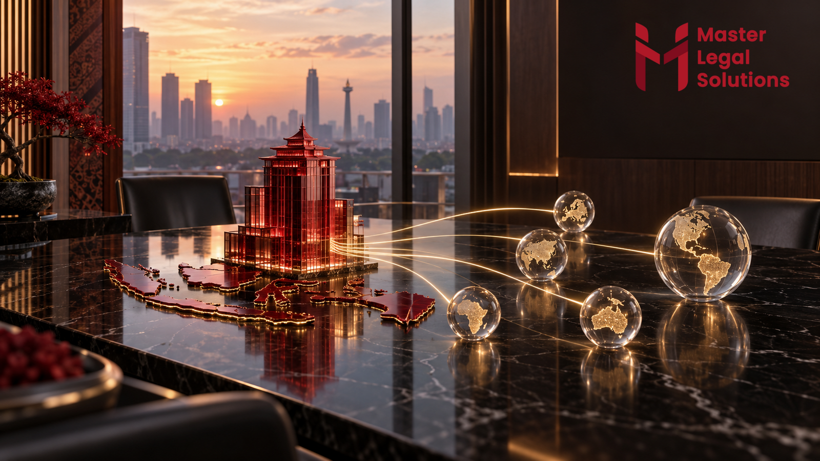 Aliran nilai dari gedung perusahaan Indonesia menuju jaringan investor global sebagai simbol pembagian dividen PT PMA.